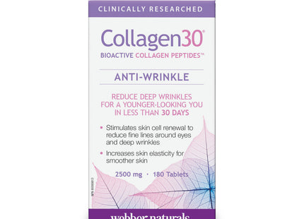 Webber Naturals - Collagen30 Bioactive Collagen Peptides - Anti-Wrinkle | 180 Tablets
