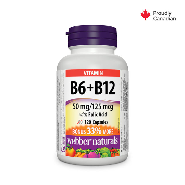 Webber Naturals - B6 + B12 avec acide folique | 120 Gélules