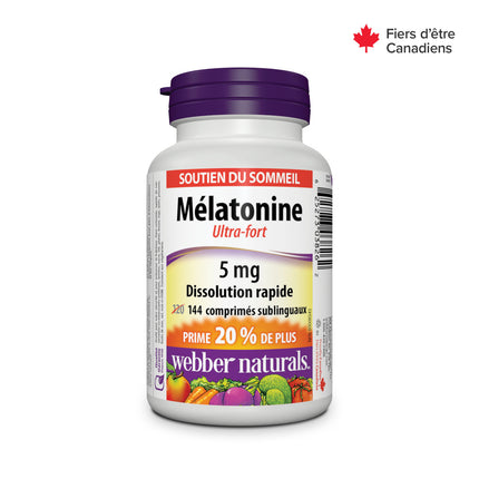 Webber Naturals - Mélatonine à dissolution rapide 5 mg - Extra fort | 144 comprimés sublinguaux
