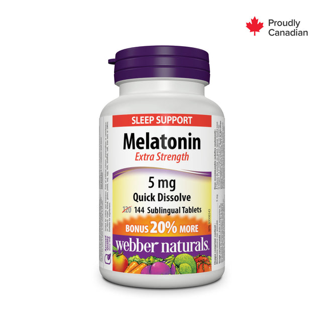 Webber Naturals - Mélatonine à dissolution rapide 5 mg - Extra fort | 144 comprimés sublinguaux