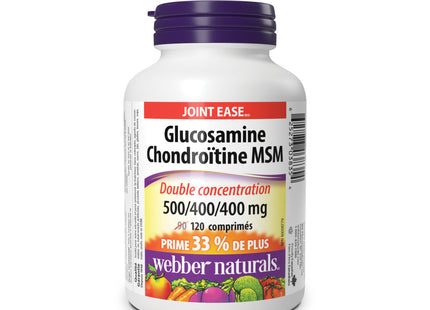Webber Naturals - Glucosamine Chondroitin MSM Double Strength - 500/400/400 mg | BONUS 90+30 Tablets