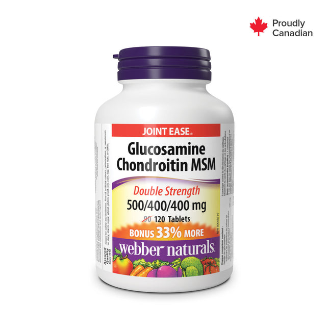 Webber Naturals - Glucosamine Chondroïtine MSM Double Force - 500/400/400 mg | BONUS 90+30 Comprimés