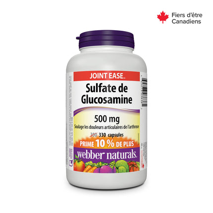 Webber Naturals - Sulfate de glucosamine - 500 mg | BONUS 300+30 Gélules