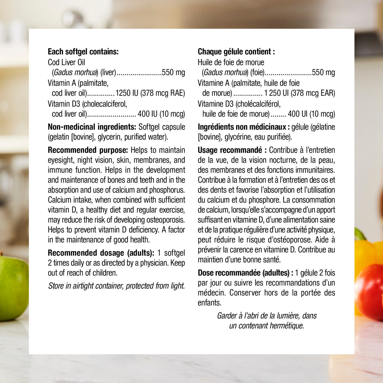 Webber Naturals - Cod Liver Oil 1250 IU/100 IU Vitamin A and D | 180 S ...