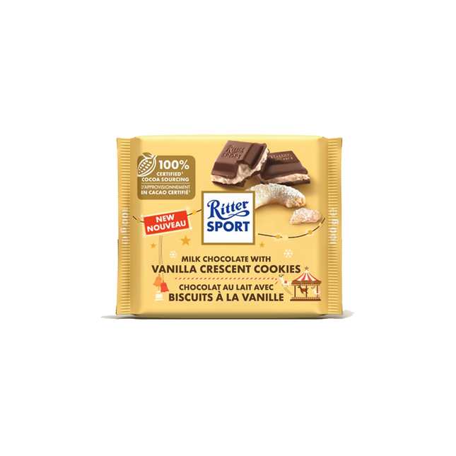 Ritter Sport - Milk Chocolate With Vanilla Crescent Cookies | 100 g