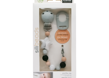 Kushies - Silibeads Pacifier Clip | Pink or Grey