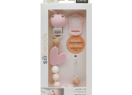 Kushies - Silibeads Pacifier Clip | Pink or Grey