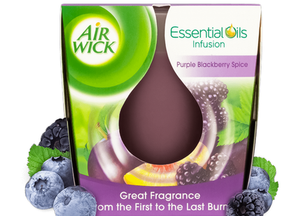 Air Wick - Essential Oils Candle, Purple Blackberry Spice | 105 g