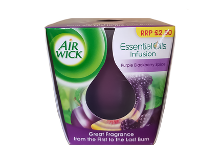 Air Wick - Essential Oils Candle, Purple Blackberry Spice | 105 g