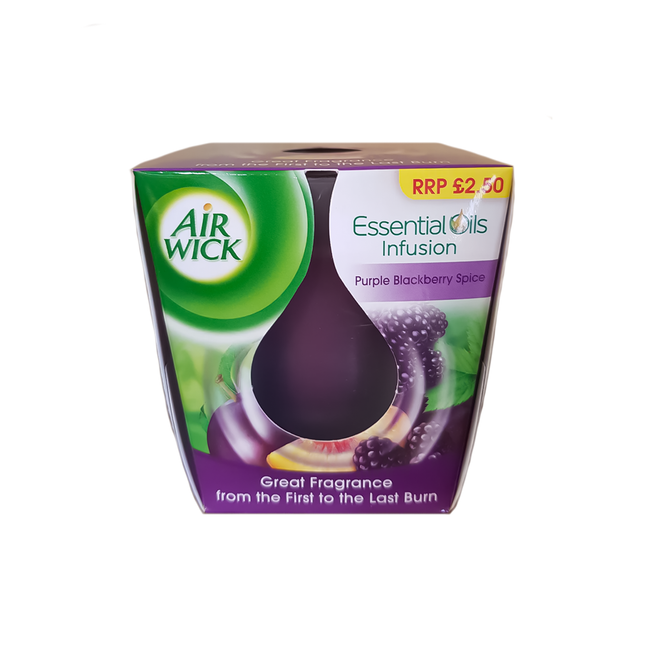Air Wick - Essential Oils Candle, Purple Blackberry Spice | 105 g