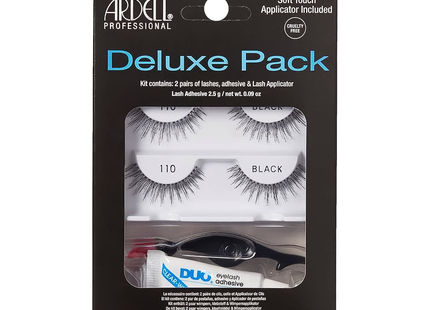 Ardell - Kit de cils Deluxe Pack - 110 - Noir | 2 paires de cils – Adhésif et applicateur de cils