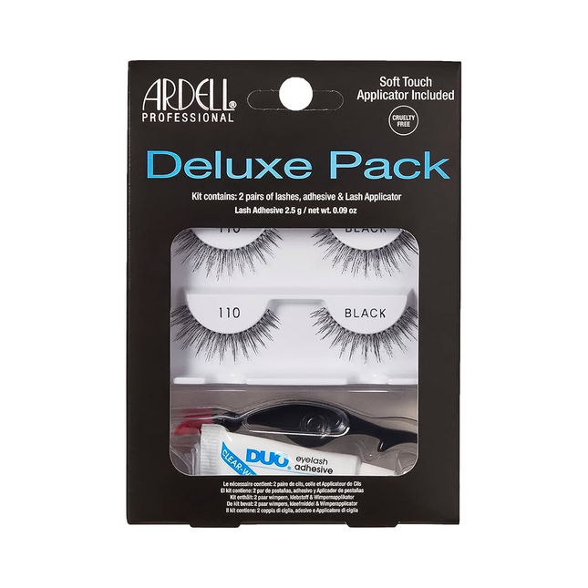 Ardell - Kit de cils Deluxe Pack - 110 - Noir | 2 paires de cils – Adhésif et applicateur de cils