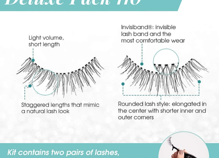 Ardell - Kit de cils Deluxe Pack - 110 - Noir | 2 paires de cils – Adhésif et applicateur de cils