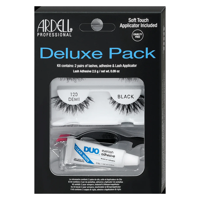Ardell - Kit de cils Deluxe Pack - Demi 120 - Noir | 2 paires de cils – Adhésif et applicateur de cils