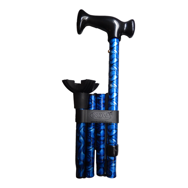 Card Health Cares - Folding Travel Cane | Blue Waves