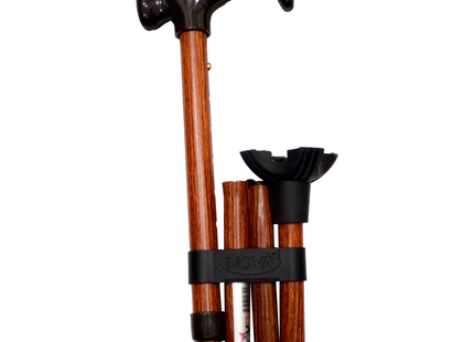 Card Health Cares - Folding Travel Cane | Walnut Grain