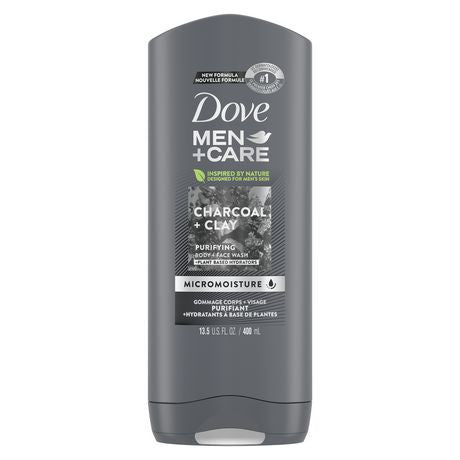 Dove - Nettoyant purifiant visage et corps Men + Care avec hydratants à base de plantes - Charbon + Argile | 400 ml