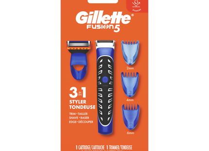 Gillette - Styler 3-en-1 | 1 cartouche + 1 tondeuse + 3 sabots + 1 pile