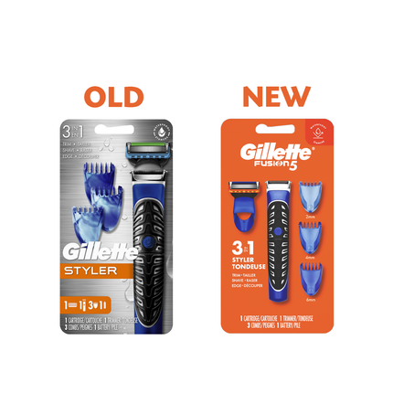 Gillette - 3-in-1 Styler | 1 Cartridge + 1 Trimmer + 3 Combs + 1 Battery