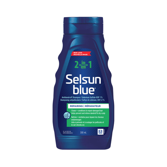 Selsun Blue - Shampoing et revitalisant antipelliculaire 2 en 1, réparateur | 300 ml