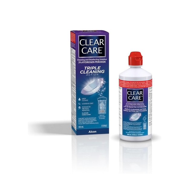 Clear Care - Solution nettoyante et désinfectante à triple action nettoyante pour lentilles de contact | 360 ml