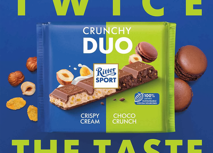 Ritter Sport - Duo Croustillant Crème Croustillante + Croquant au Chocolat | 218 g