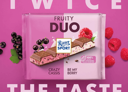 Ritter Sport - Duo Fruité Cassis Fou + Be My Berry | 218 g