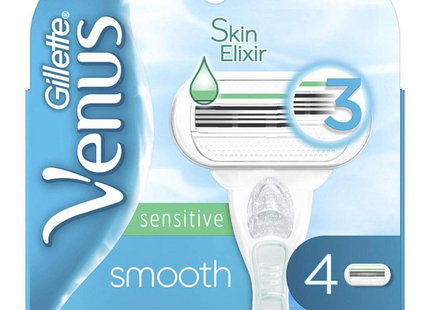 Gillette - Venus Sensitive Smooth Replacement Razor Blades with Skin Elixir | 4 Cartridges
