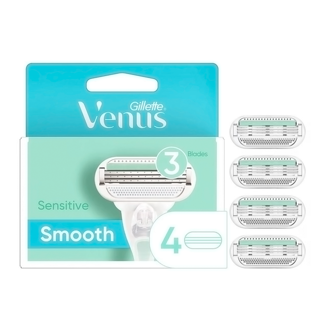 Gillette - Venus Sensitive Smooth Replacement Razor Blades with Skin Elixir | 4 Cartridges