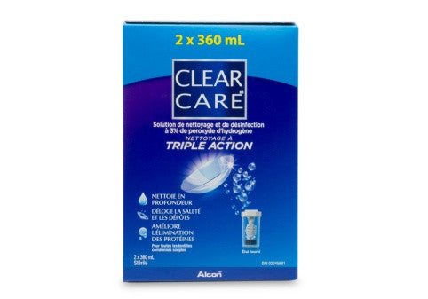 Clear Care - Solution nettoyante et désinfectante à triple action nettoyante pour lentilles de contact | 2 x 360 ml