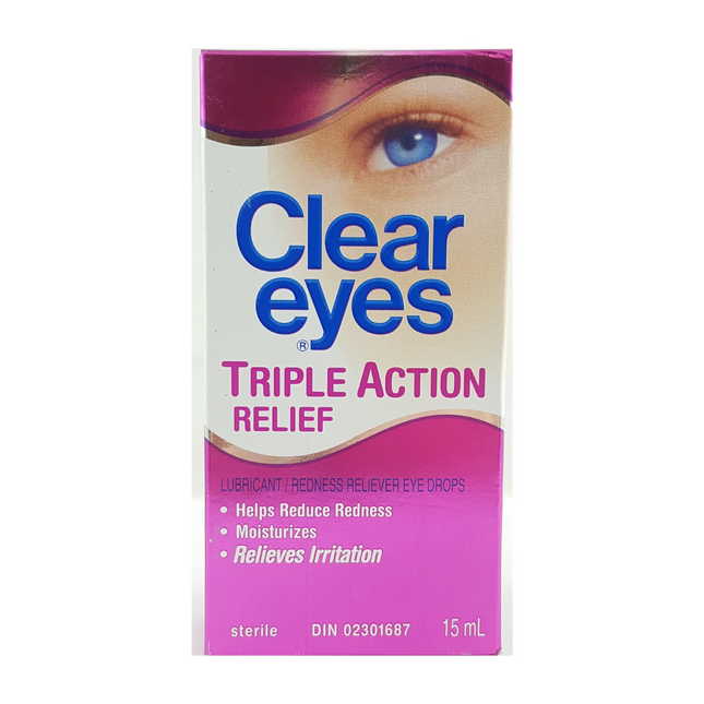 Clear Eyes - Triple Action Relief Lubricant/Redness Reliever Eye Drops | 15 ml
