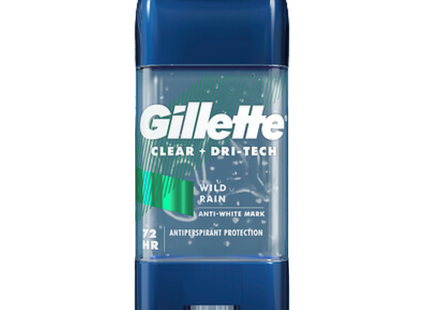 Gillette - Clear + Dri Tech - Gel antisudorifique + déodorant 72 heures - Parfum pluie sauvage | 108g