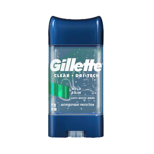 Gillette - Clear + Dri Tech - Gel antisudorifique + déodorant 72 heures - Parfum pluie sauvage | 108g