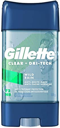 Gillette - Clear + Dri Tech - Gel antisudorifique + déodorant 72 heures - Parfum pluie sauvage | 108g