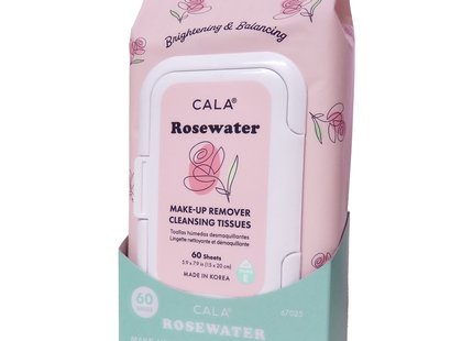 Cala - Mouchoirs Nettoyants Démaquillants à l'Eau de Rose | 60 feuilles