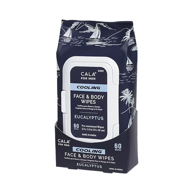 Cala For Men - Cooling Face & Body Wipes, Eucalyptus | 60 Wipes