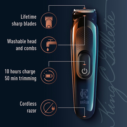 King C Gillette - Tondeuse à barbe | 6 pièces