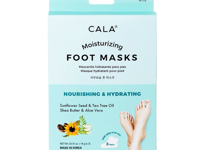 Masques hydratants pour les pieds - Nourrissants et hydratants - Huile de graines de tournesol et d'arbre à thé - Beurre de karité et extrait d'aloe vera | 3 paires