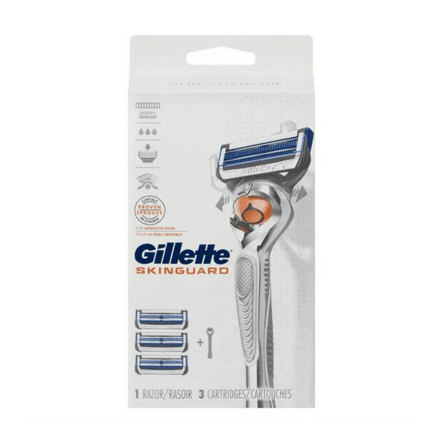 Gillette - SkinGuard Razor for Sensitive Skin - 1 Razor & 3 Cartridges
