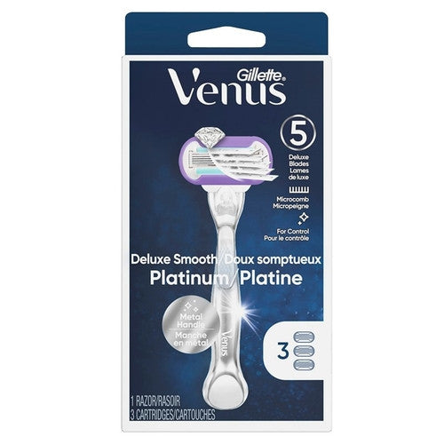 Gillette Venus - Rasoir Platine Lisse Deluxe | 1 rasoir 3 cartouches