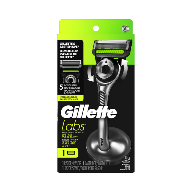 Gillette - Rasoir 5 lames avec barre exfoliante | 1 rasoir + 1 cartouche + 1 support