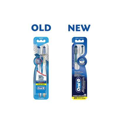 Oral-B - Brosse à dents Pro-Clean CrossAction Nettoyage en profondeur, lot de 2 | Taille moyenne