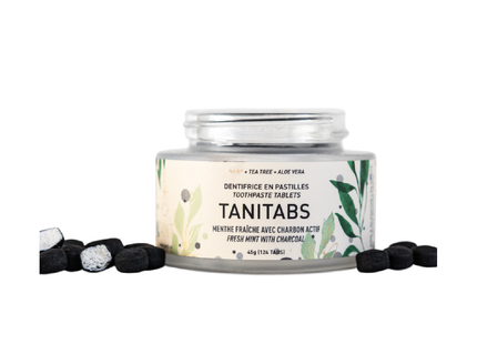 Tanit - Dentifrice en comprimés, Menthe fraîche + Charbon | 124 comprimés