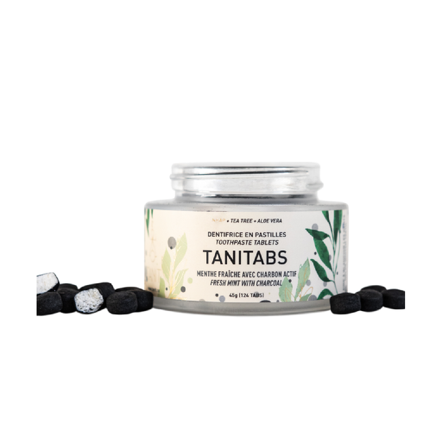 Tanit - Dentifrice en comprimés, Menthe fraîche + Charbon | 124 comprimés
