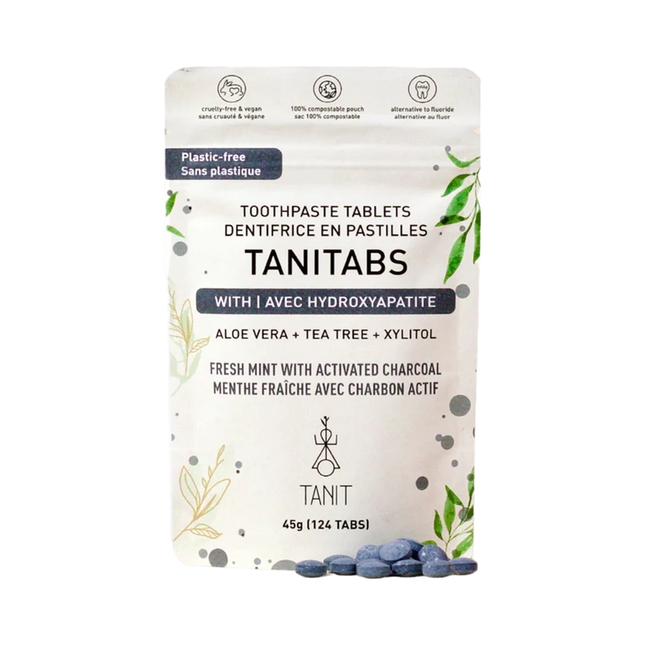 Tanit - Toothpaste Tablets, Fresh Mint + Charcoal | 124 Tabs