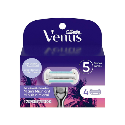 Gillette - Lames de rechange Venus Extra Smooth Miami Midnight | 4 cartouches