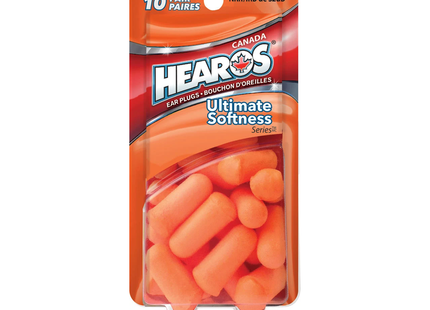 Hearos - Ear Plugs Ultimate Softness Series NRR 32 dB, Orange | 10 Pairs