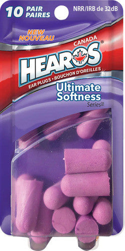 Hearos - Ear Plugs - Ultimate Softness Series - NRR 32 dB - Purple | 10 Pairs