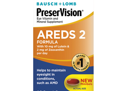 Bausch + Lomb - PreserVision Eye Vitamin and Mineral Supplement AREDS 2 Formula - Soft Gel | 120 Soft Gels