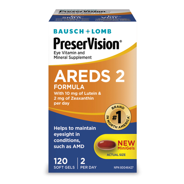 Bausch + Lomb - PreserVision Eye Vitamin and Mineral Supplement AREDS 2 Formula - Soft Gel | 120 Soft Gels